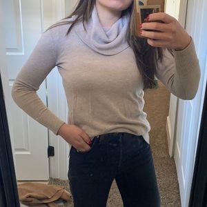 Oatmeal colored cowl neck sweater